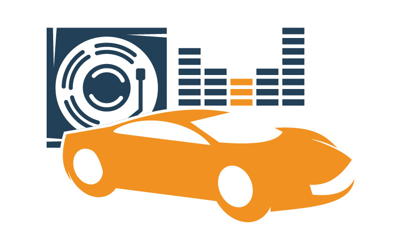audio car logo icon symbol vector template graphic original
