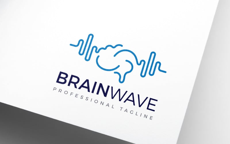 audio sound wave brain wave logo design original