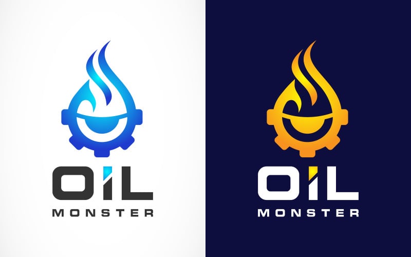 automotive monster gear oil gas logo design original