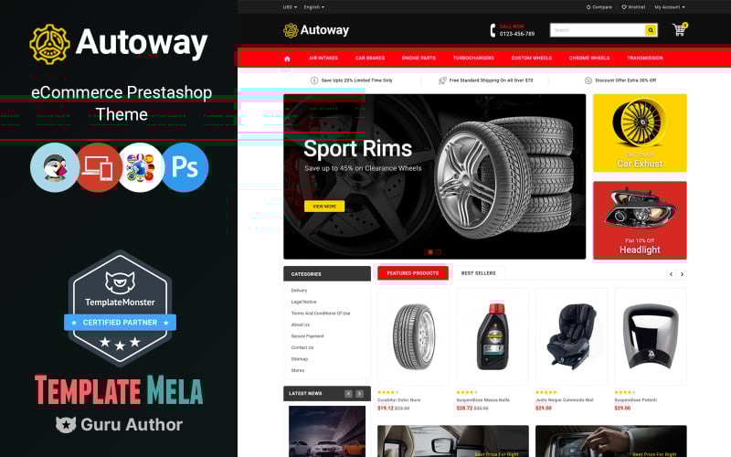 autoway spare parts store prestashop theme original