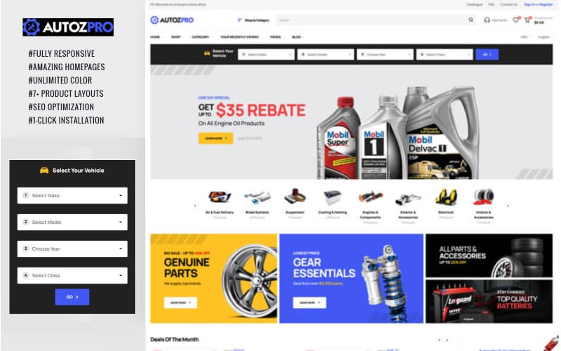 autozpro parts cars store prestashop theme original