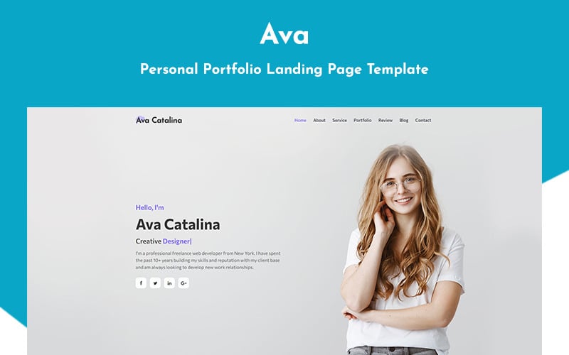 ava personal portfolio landing page template original