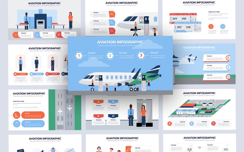 aviation vector infographic powerpoint template original
