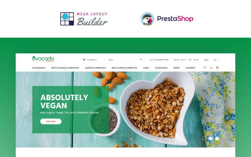 avocado vegetarian store prestashop theme original