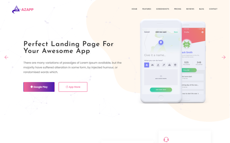 azapp app landing page template original