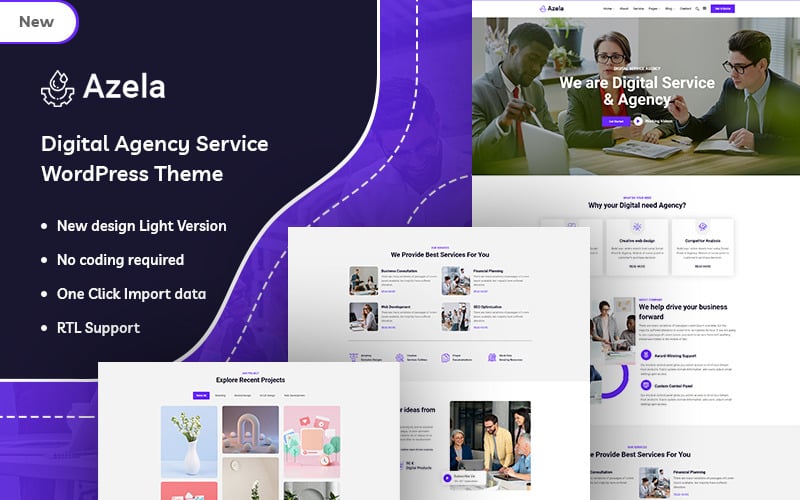 azela digital agency service wordpress theme original
