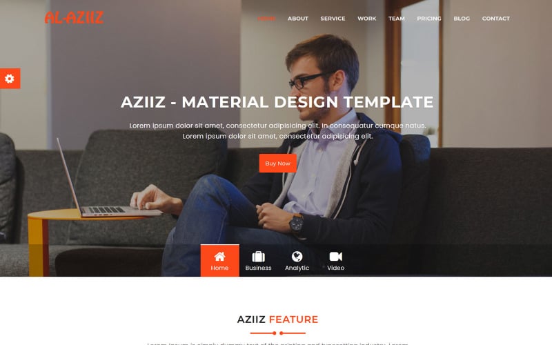 aziiz material design agency landing page template original