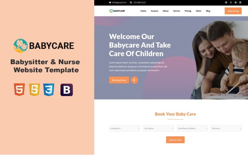 babycare babysitter amp nurse html landing page template original