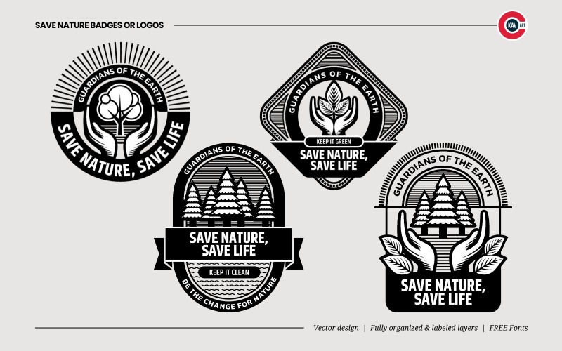 badge or emblem logo for save nature original