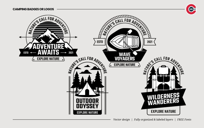 badges or emblem logos for camping amp forest adventure original