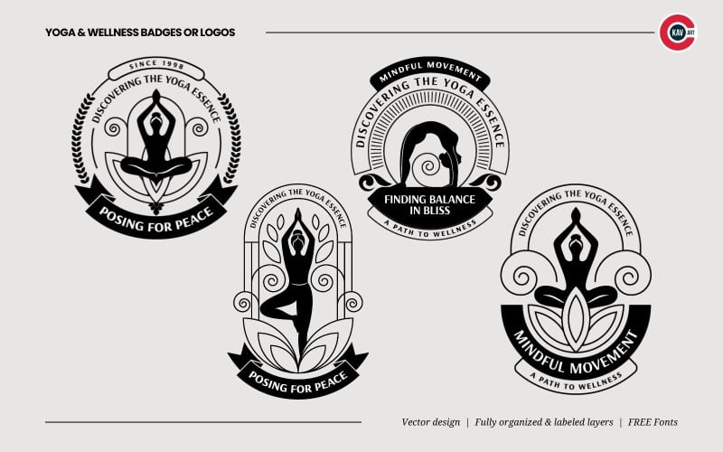 badges or emblem logos for yoga amp wellness original