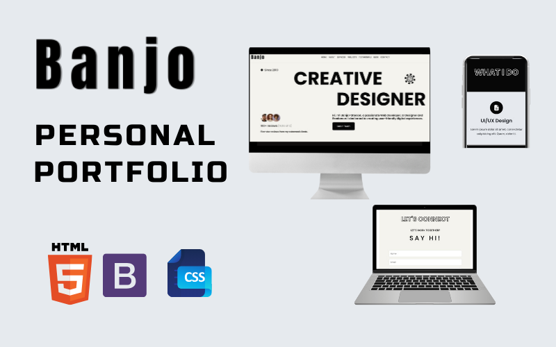 banjo personal portfolio html landing page template original