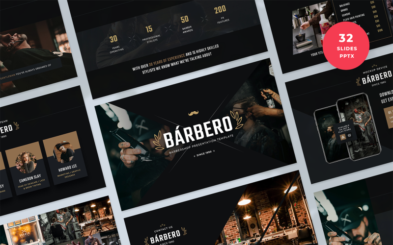 barber shop presentation powerpoint template original