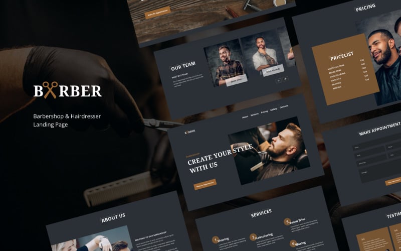 barbershop landing page template original