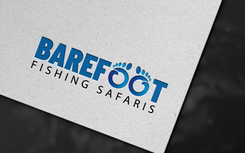 barefoot fishing safaris logo template original