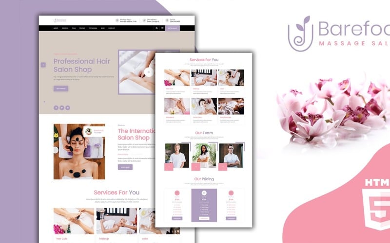 barefoot massage salon landing page template original