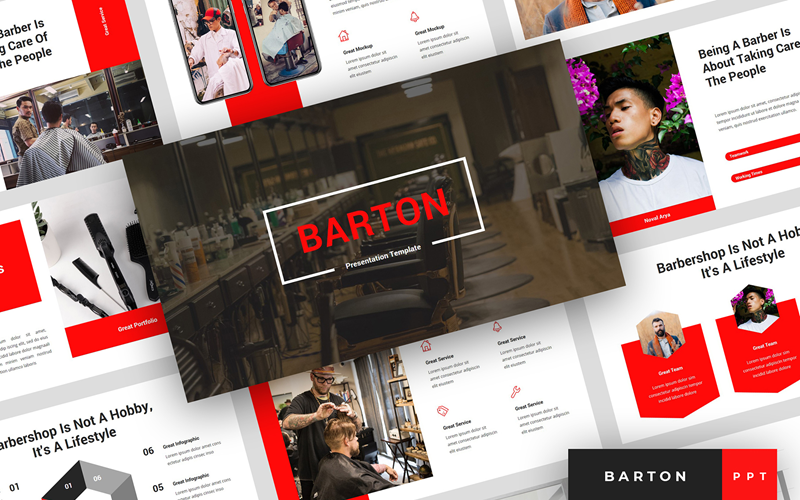 barton barbershop presentation powerpoint template original