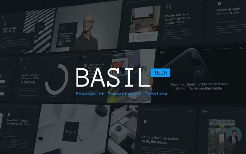 basil technology theme powerpoint template original