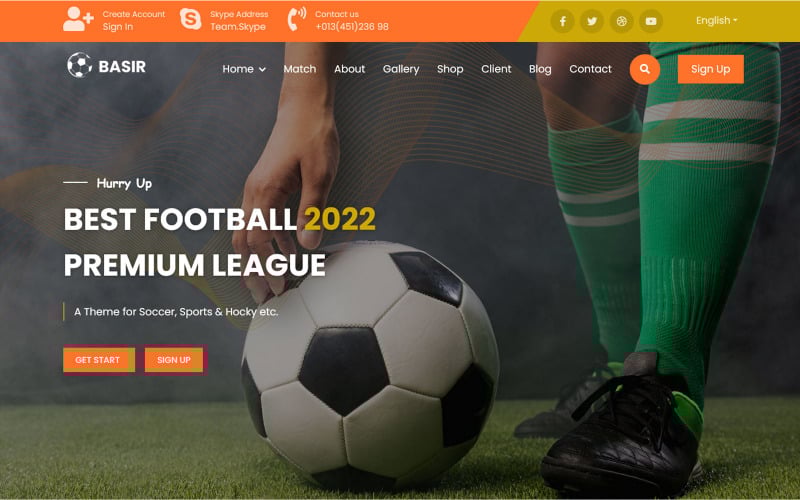 basir scoccer club amp sports landing page template original