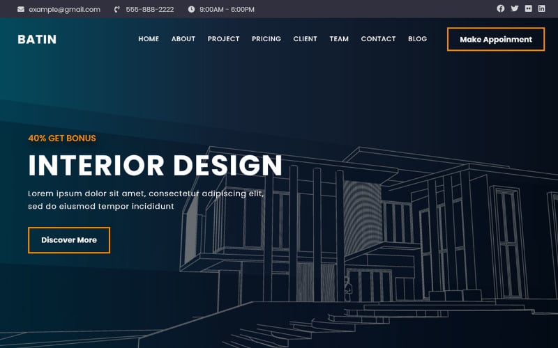 batin architecture landing page theme original