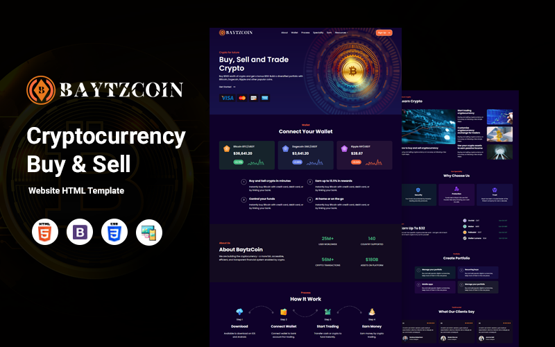 baytzcoin crypto exchange and buysell html website template original