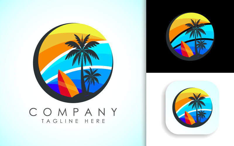 beach logo design template vector original
