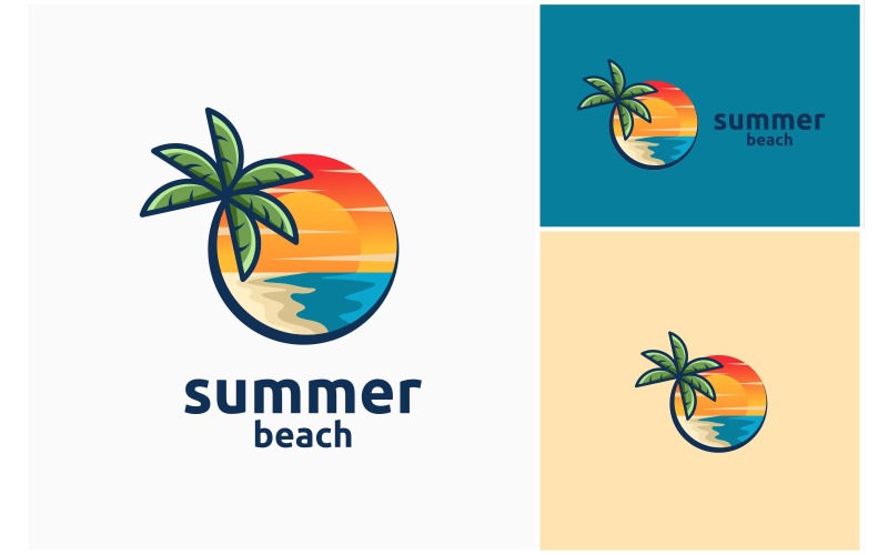 beach sea palm summer logo original