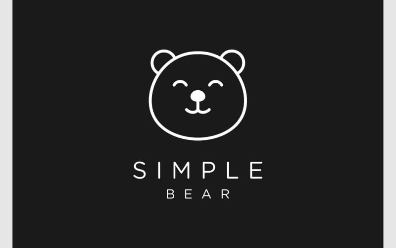 bear head simple outline mascot logo original