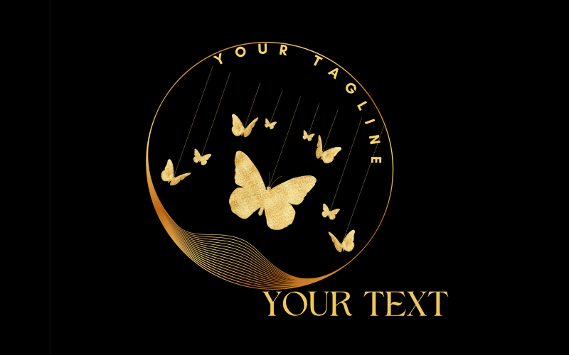 beautiful butterfly artistic golden logo original