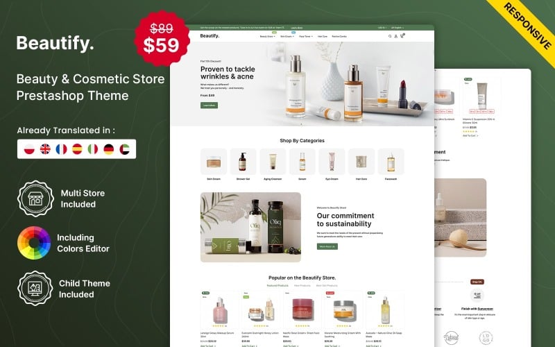 beautify beauty fashion and cosmetic responsive prestashop theme original