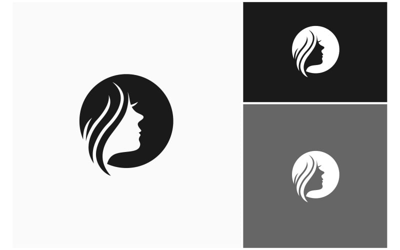 beauty woman hair face circle logo original