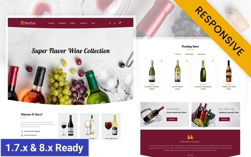 beerbar wine store prestashop responsive theme original