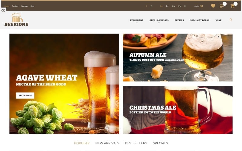 beerione brewing equipment store prestashop theme original