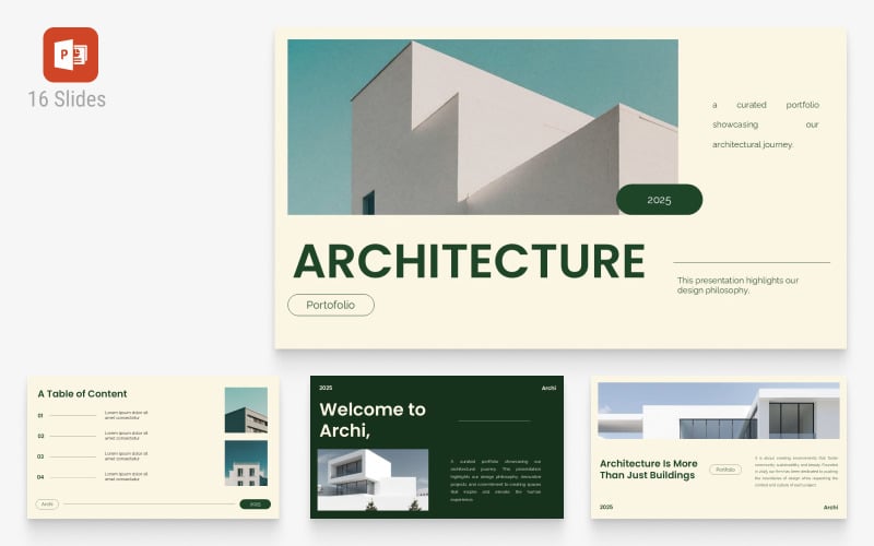 beige green minimalist architecture presentation original