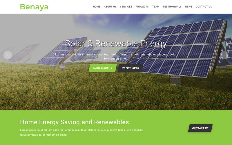 benaya is a one page solar energy company template original