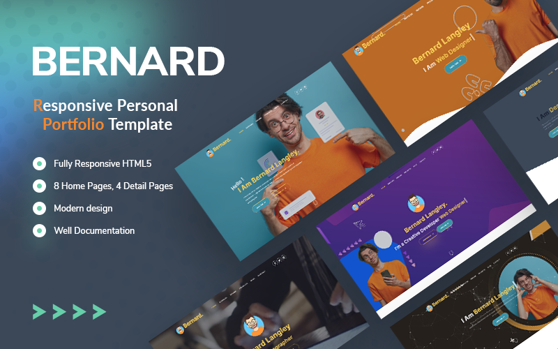 bernard responsive personal portfolio template original
