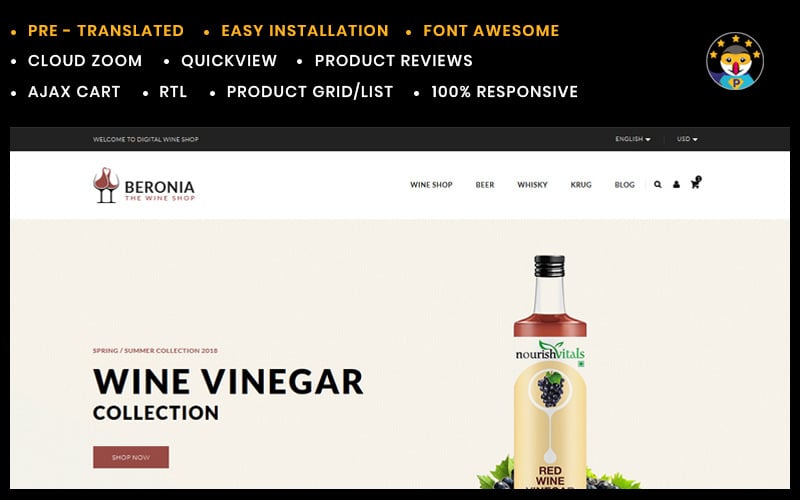 beronia wine prestashop theme original
