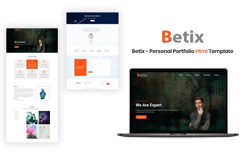 betix responsive personal portfolio html landing page template original