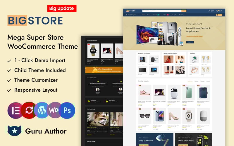 bigstore mega super store elementor woocommerce responsive theme original
