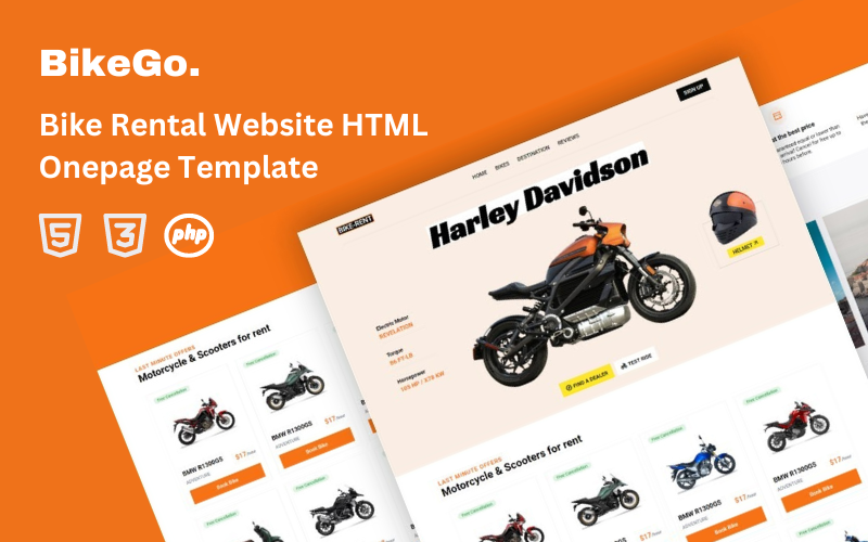 bikego bike rental html onepage template original