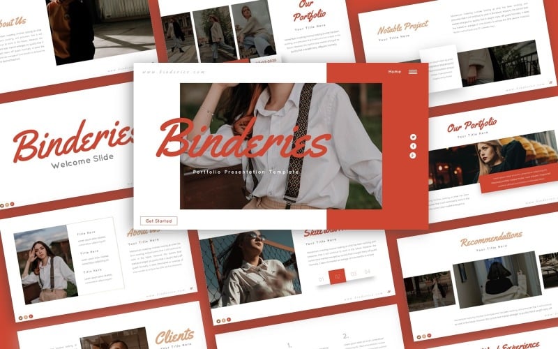 binderies portfolio presentation powerpoint template original