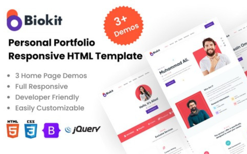 biokit personal portfolio resume html template original