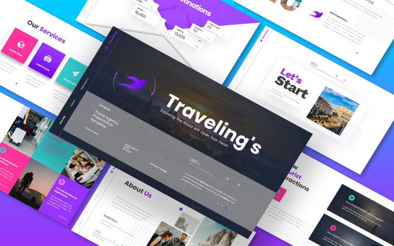 bird airline travel agency powerpoint template original