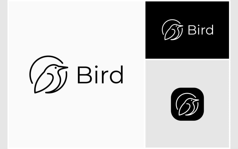 bird line art circle simple logo original