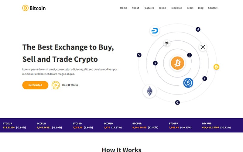 bitcoin cryptocurrency landing page template original