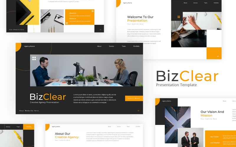 bizclear creative agency powerpoint template original