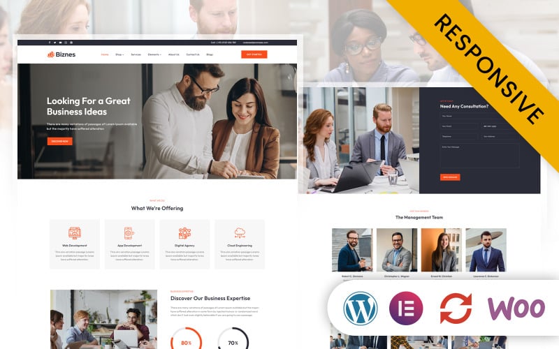 biznes corporate business elementor wordpress responsive theme original