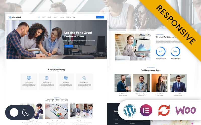 biznestick corporate business elementor wordpress responsive theme original
