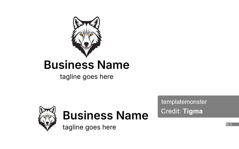 black amp white wolf logo eye catching design original