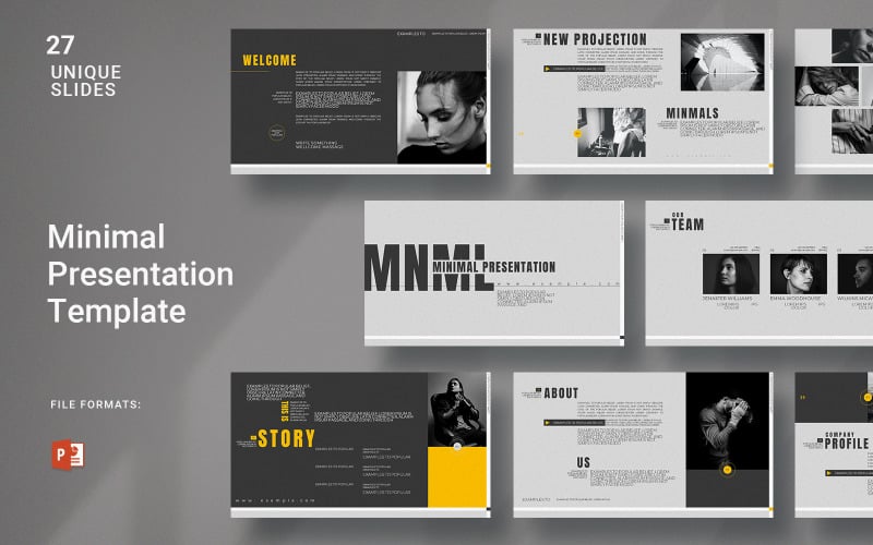 black and grey minimal presentation template original